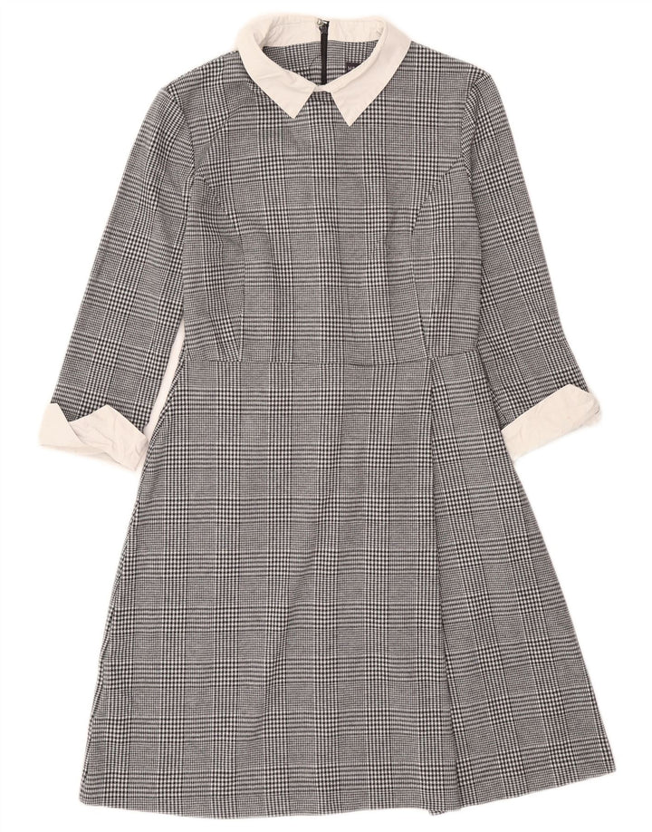 Marks & Spencer Womens A-Line Dress UK 10 Small Black Houndstooth