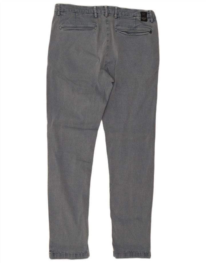 Replay Mens Slim Jeans W34 L32 Grey Cotton
