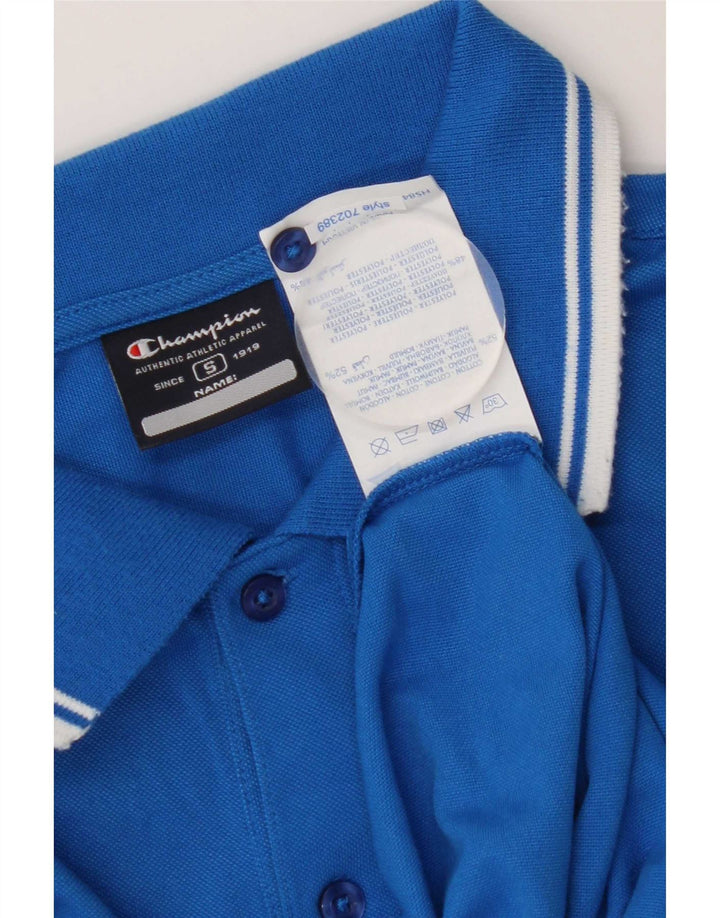 Champion Mens Graphic Polo Shirt Small Blue Striped Cotton