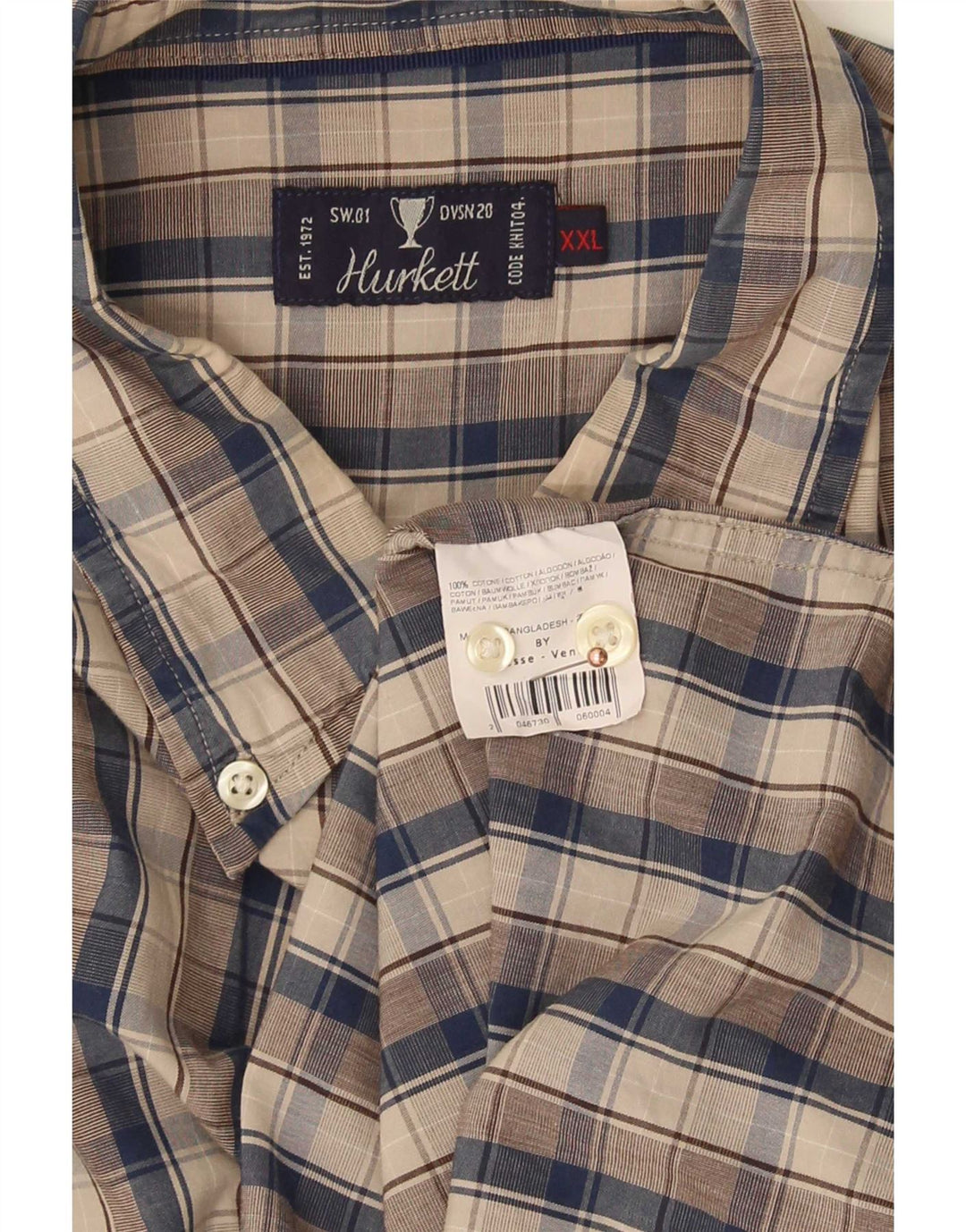 Koszula męska w stylu vintage 2XL, bawełniana brązowa krata