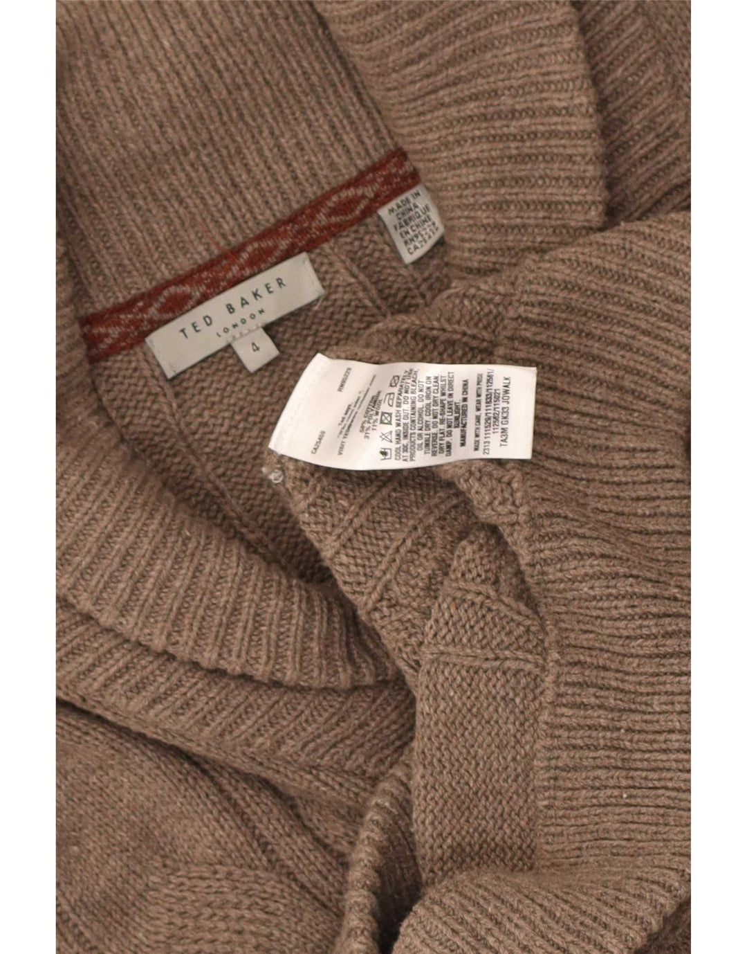 Ted Baker Mens Cardigan Sweater Size 4 Large Brown Cotton