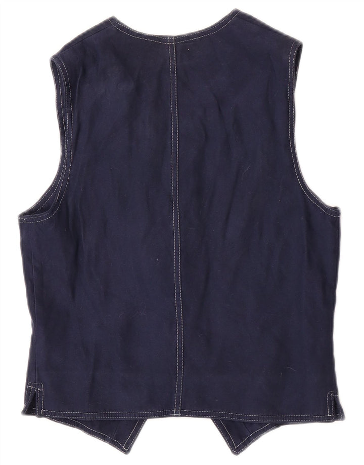 Okay Womens Waistcoat UK 12 Medium Navy Blue Polyester