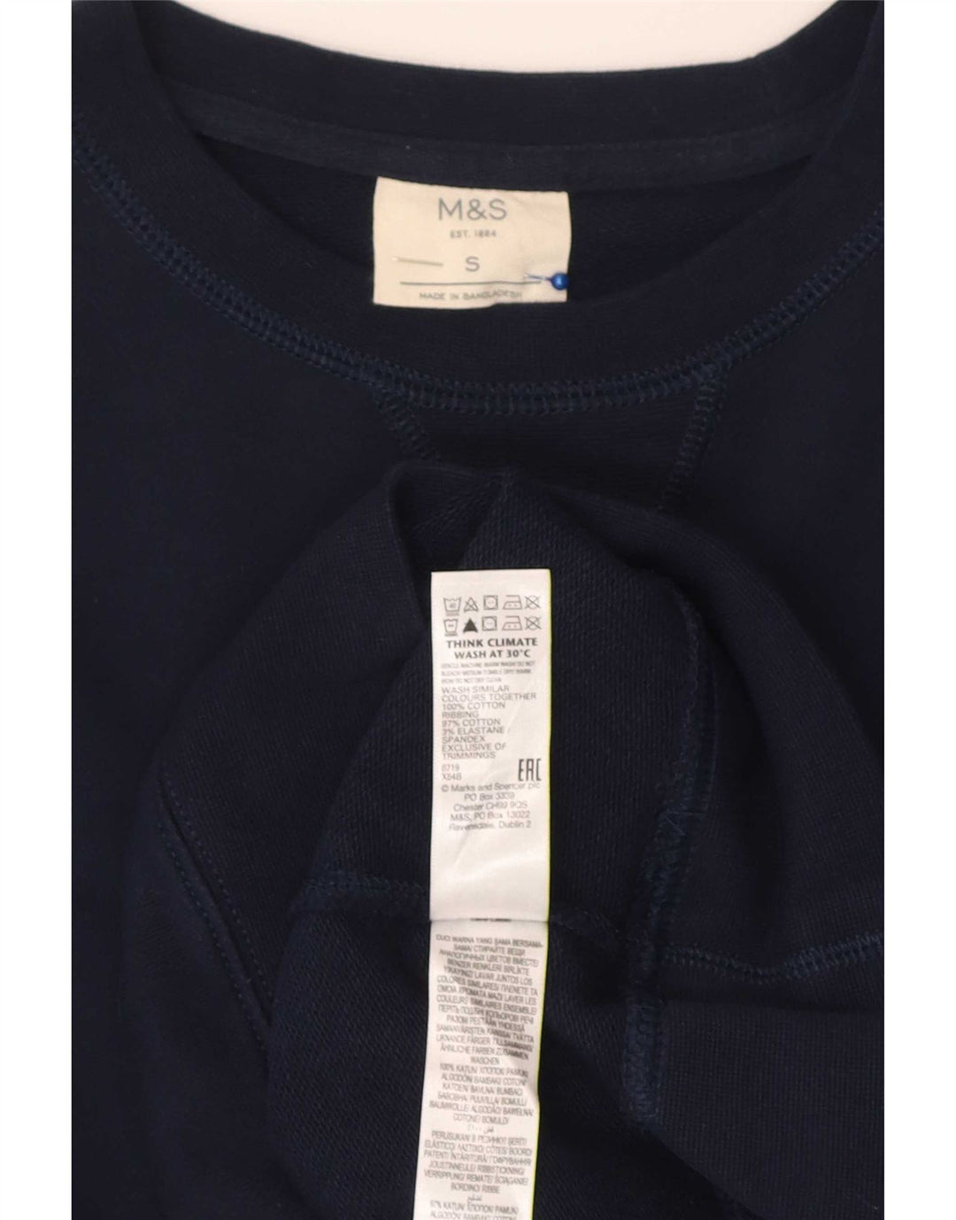 Marks & Spencer Mens Sweatshirt Jumper Small Navy Blue Cotton