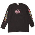 Adidas Womens Graphic Top Long Sleeve UK 14 Medium Black Cotton