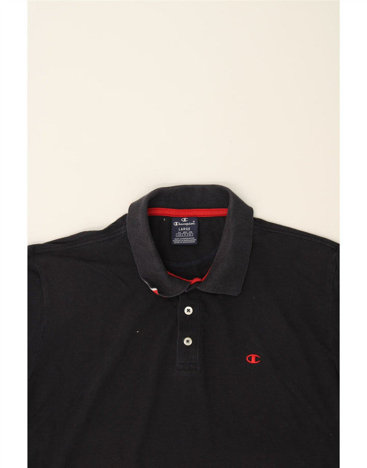 CHAMPION Mens Polo Shirt Large Navy Blue Cotton Vintage Champion and Second-Hand Champion from Messina Hembry 