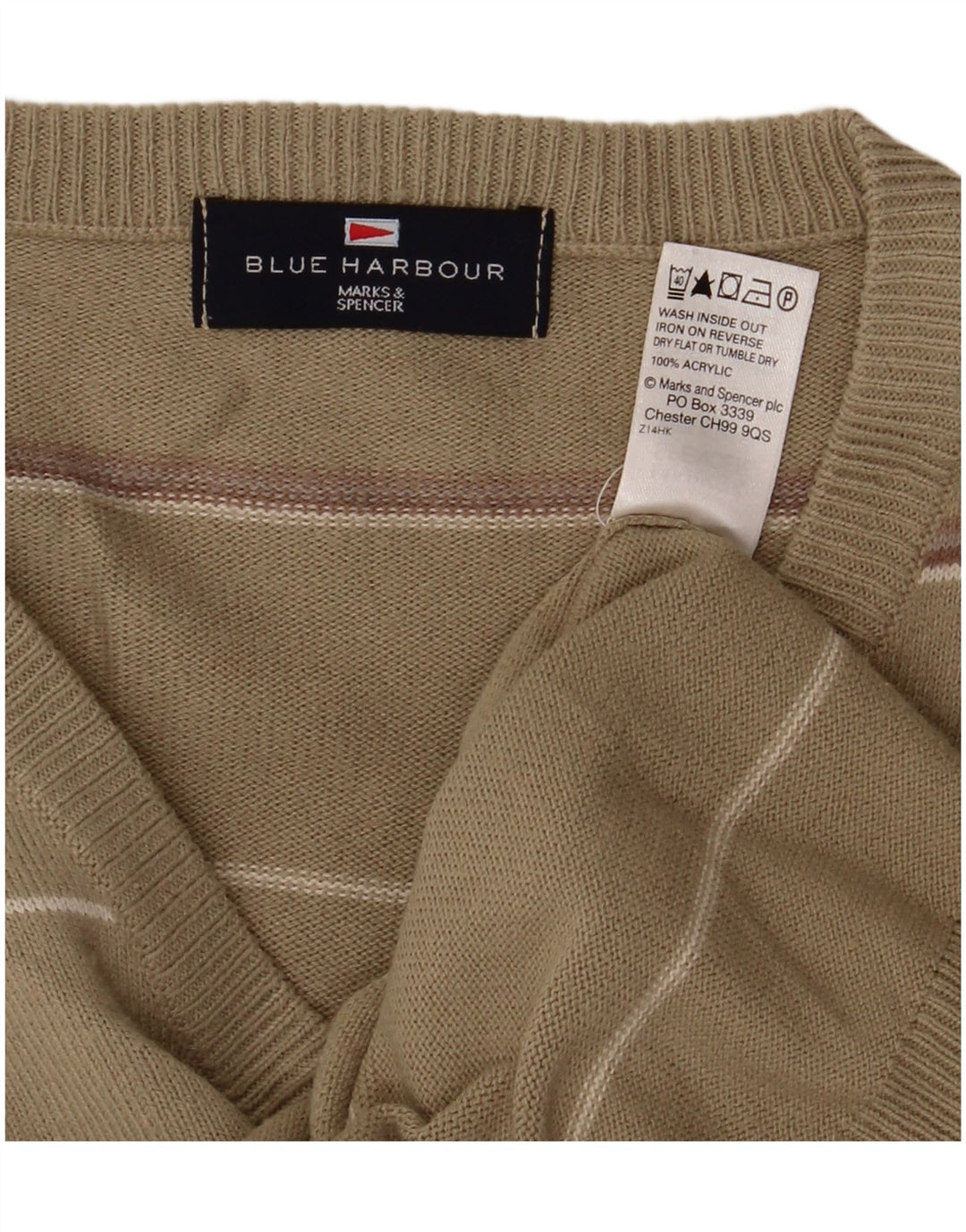 Marks & Spencer Herren Blue Harbor V-Ausschnitt Pullover Pullover Medium Khaki
