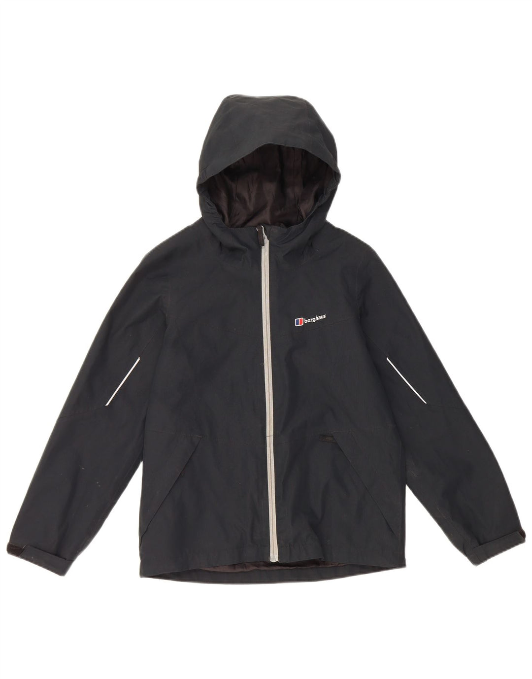 Berghaus Regnjakke med hætte til drenge 9-10 år sort polyester