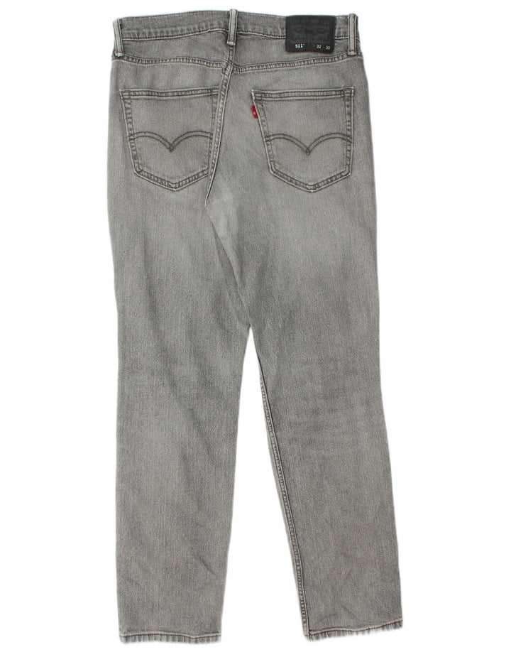 Levi's Herre 511 Distressed Slim Jeans 32 L30 Grå Bomuld