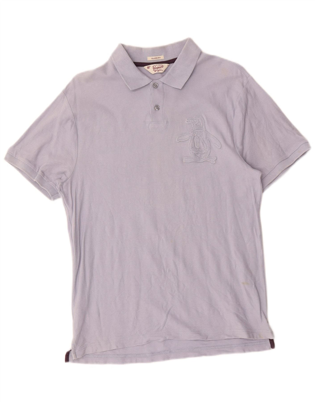 Penguin Mens Graphic Classic Fit Polo Shirt Medium Blue Cotton