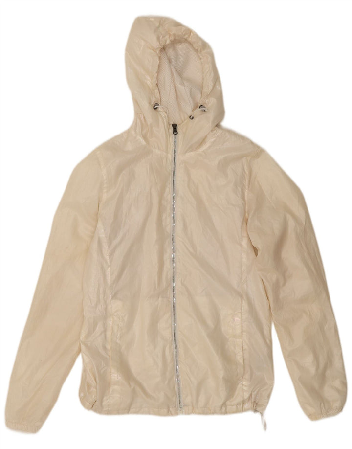 Giacca antipioggia con cappuccio da donna New Balance UK 10 Small Poliestere bianco sporco