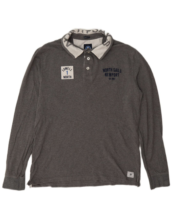 North Sails Polo de Rugby Graphique Homme Large Gris Colorblock