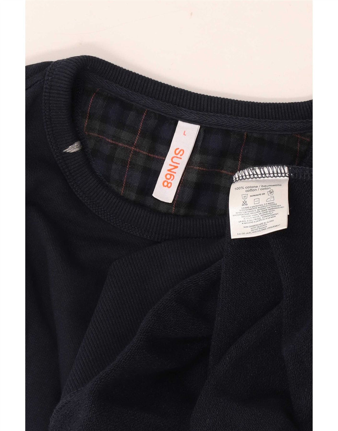 Ανδρική φούτερ Sun68 Jumper Large Navy Blue Check Cotton