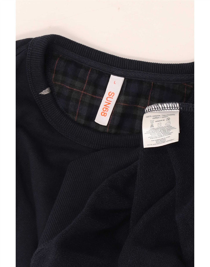 Ανδρική φούτερ Sun68 Jumper Large Navy Blue Check Cotton