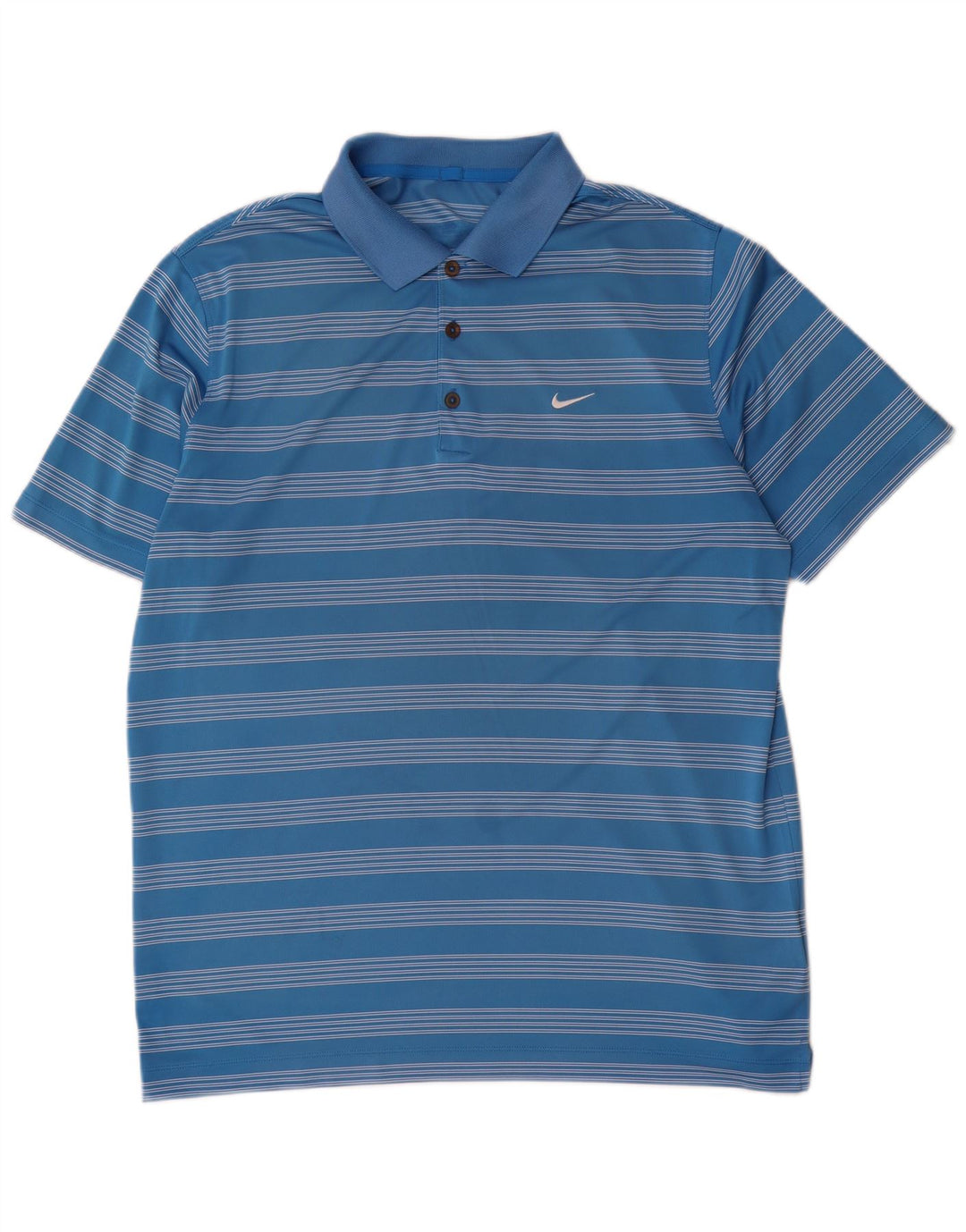 Nike Mens Polo Shirt XL Blue Striped Polyester