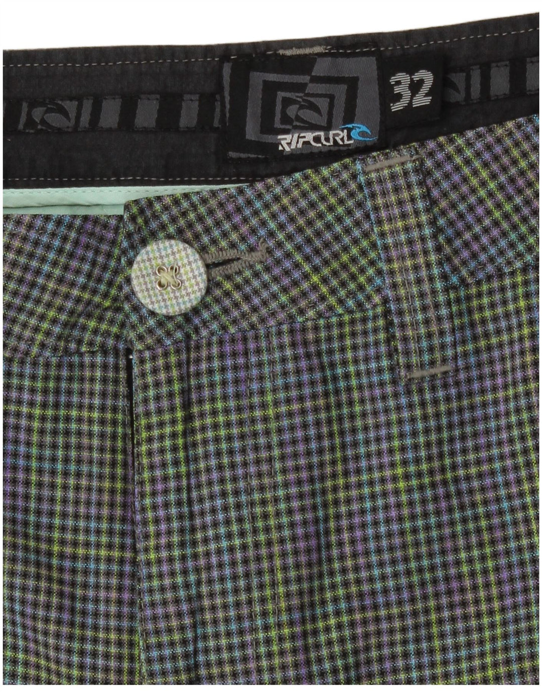 Rip Curl Mens Chino Shorts W32 Medium Multicoloured Check Polyester