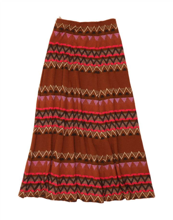 VINTAGE Womens Maxi Flared Skirt IT 42 Medium W30  Multicoloured Geometric