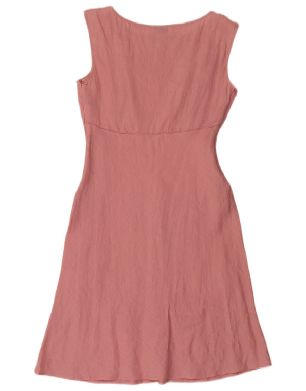 Marella Womens A-Line Dress UK 12 Medium Pink Linen
