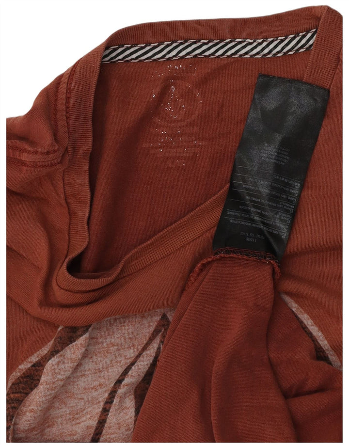 Volcom Mens Graphic T-Shirt Top Large Brown Cotton