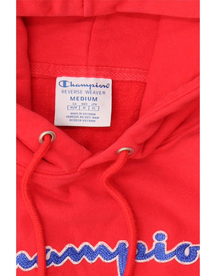 CHAMPION Womens Reverse Weave Graphic Hoodie Jumper UK 14 Medium Red Vintage Champion and Second-Hand Champion from Messina Hembry 