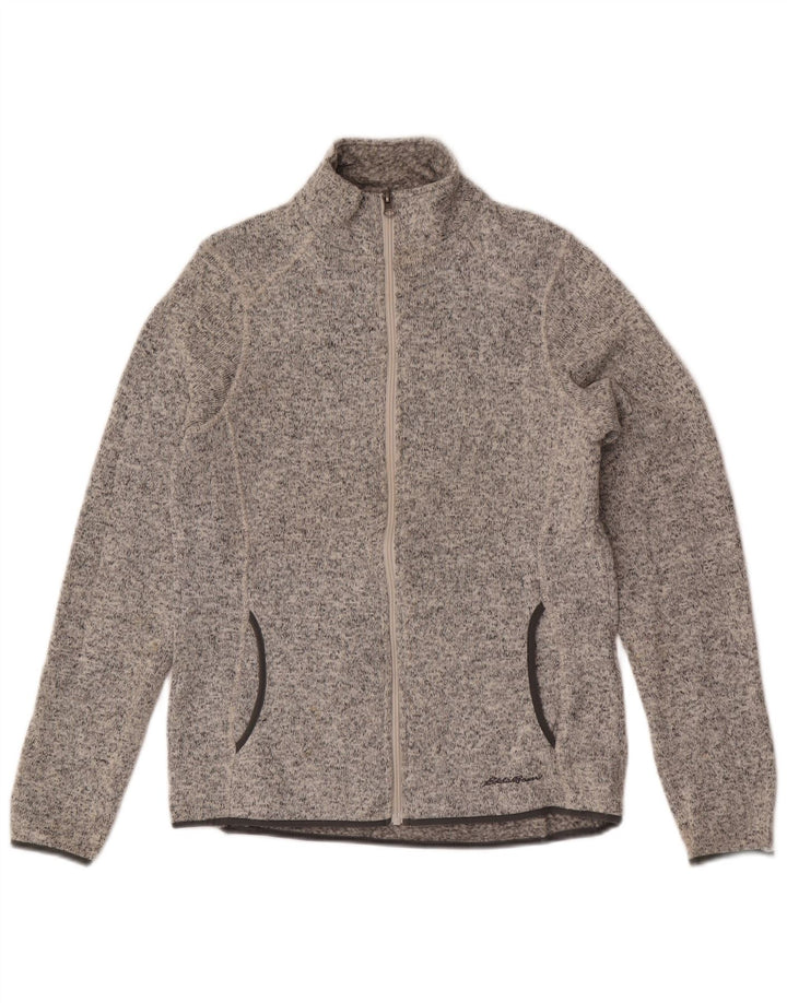 Eddie Bauer Womens Tracksuit Top Jacket UK 14 Medium Grey Flecked Polyester