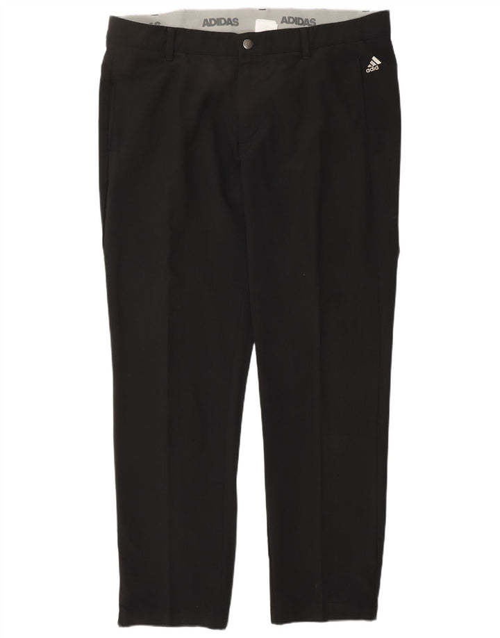 ADIDAS Mens Tapered Chino Trousers W38 L32 Black Polyester