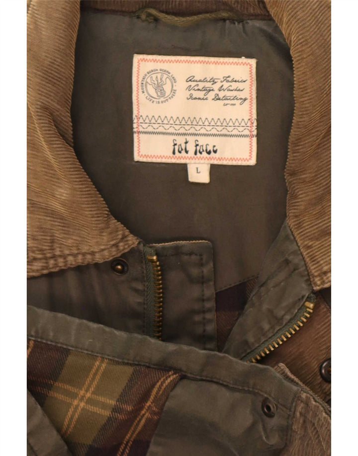 Fat Face Mens Utility Jacket UK 40 Large Khaki Cotton