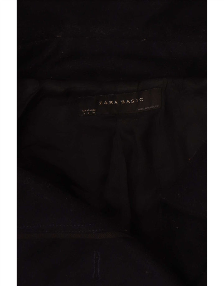 Zara Womens Crop Pea Coat UK 14 Large Navy Blue