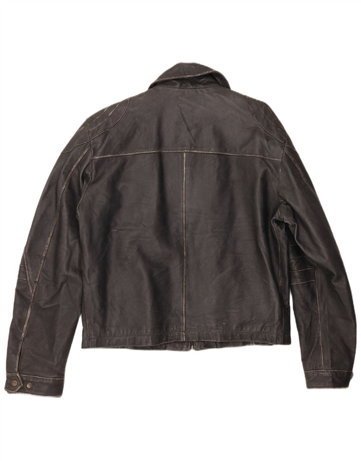Chaqueta de cuero vintage para hombre IT 52 XL Negro