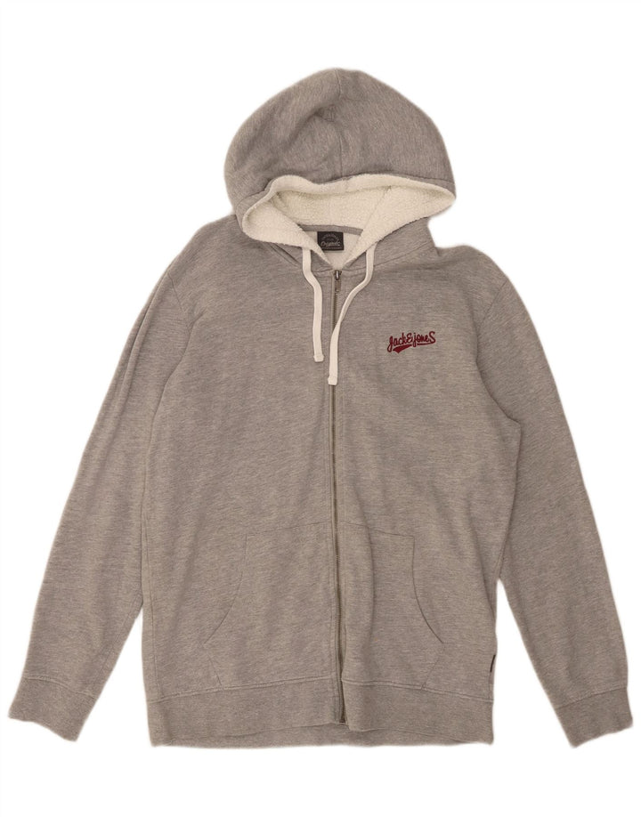 JACK & JONES Suéter masculino com capuz e zíper XL algodão cinza