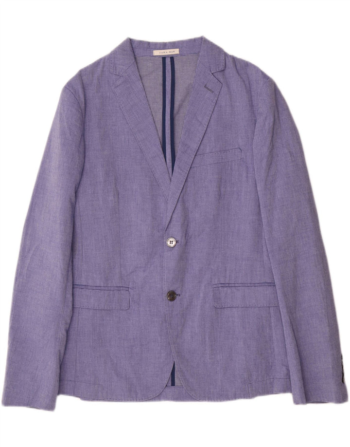 Zara Herren-Blazer mit 2 Knöpfen, EU 48, mittelblau, Polyester