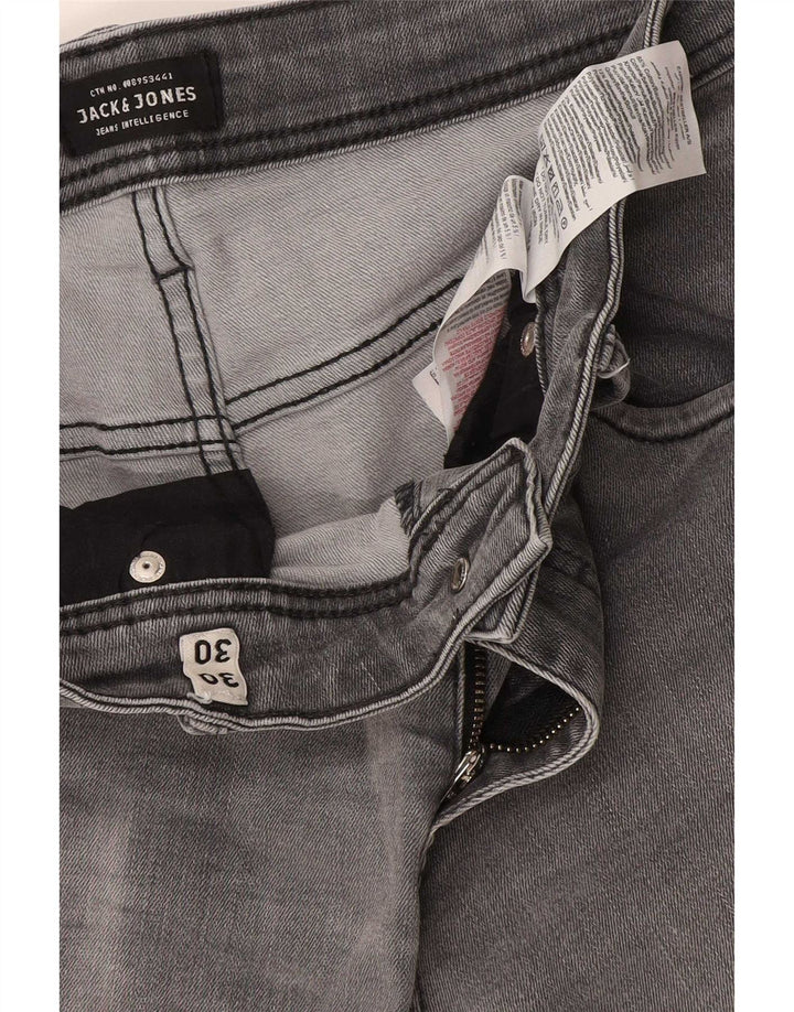 Jack & Jones Mens GLENN Slim Jeans W30 L30 Grey Cotton