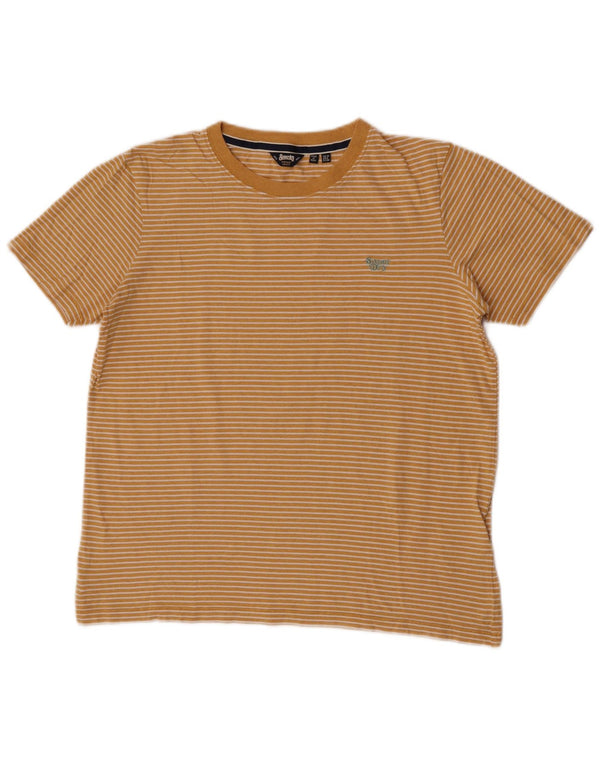 Superdry Damen-T-Shirt in Übergröße, Gr. 10, Gelb, Nadelstreifen-Baumwolle