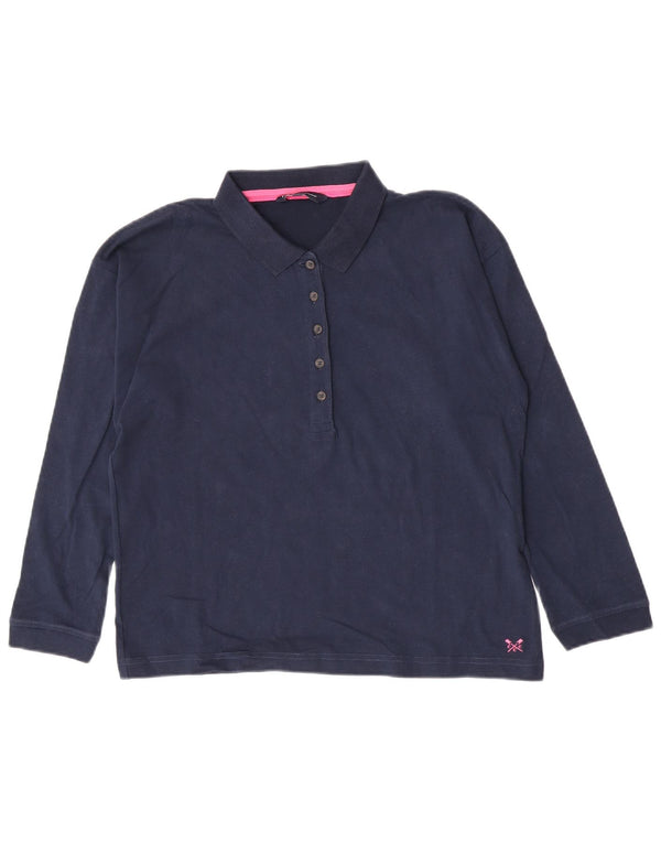Crew Clothing Dame Langærmet Polo Shirt UK 12 Medium Navy Blue