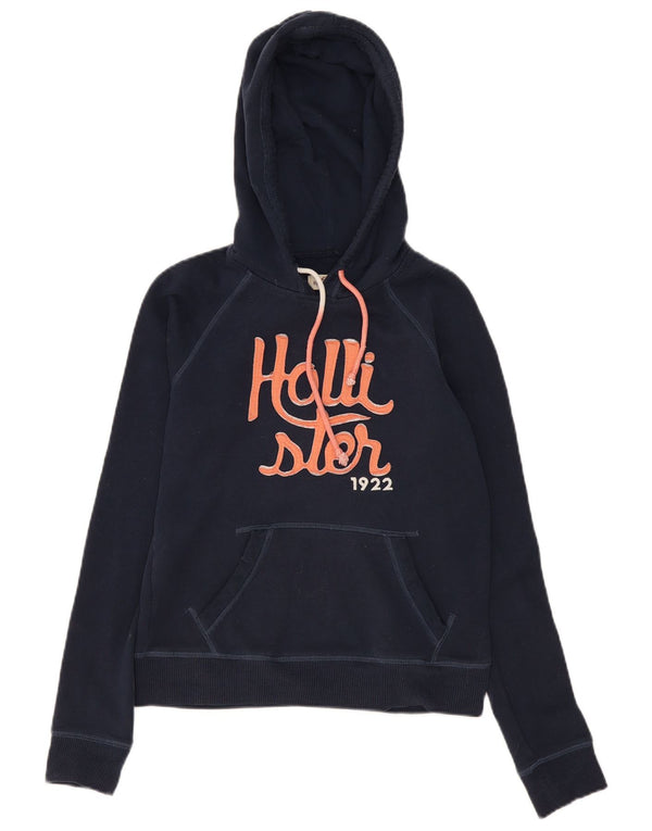 Hollister ženska majica s kapuljačom s grafičkim motivima UK 10 Mala tamnoplava pamuk