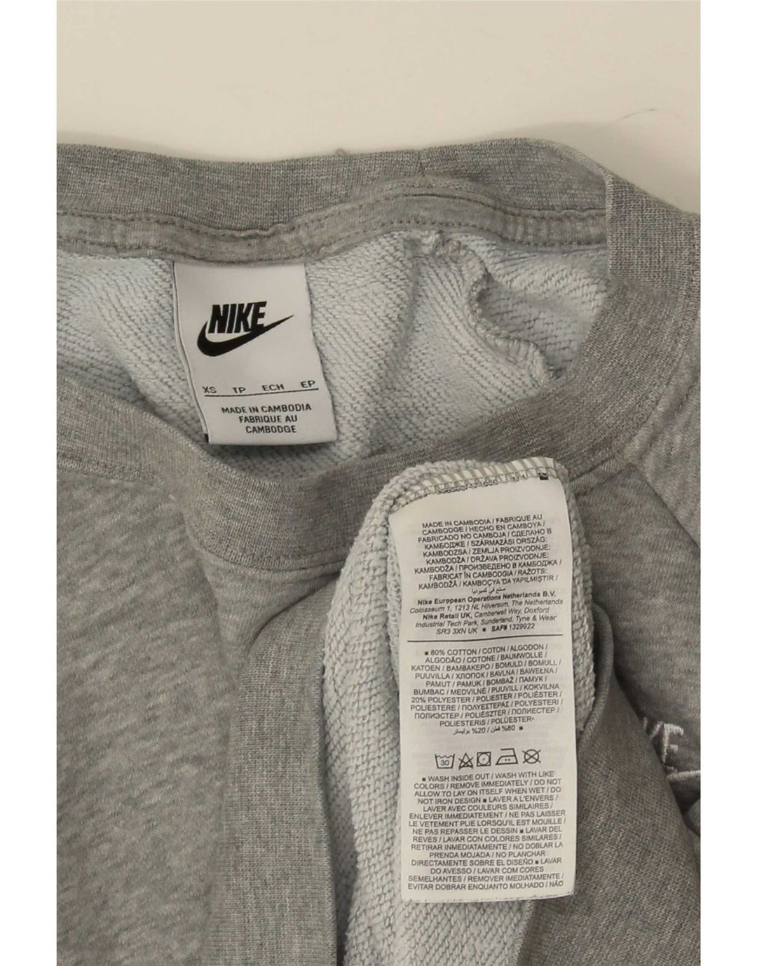 Nike Womens Sweatshirt Jumper UK 6 XS Grey Cotton