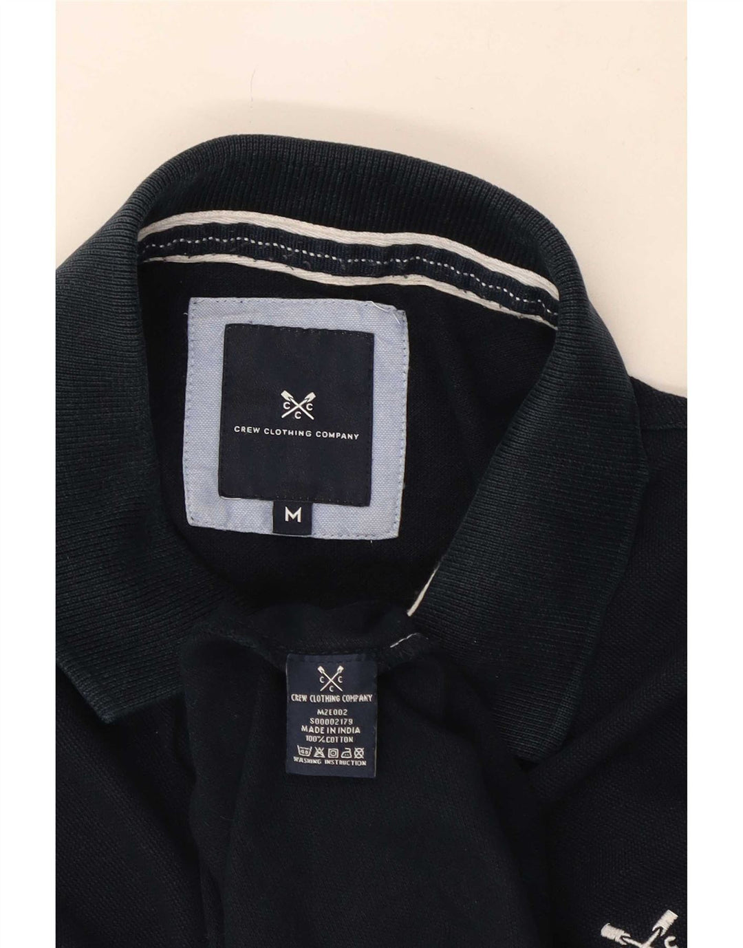 Crew Clothing Mens Polo Shirt Medium Navy Blue Cotton