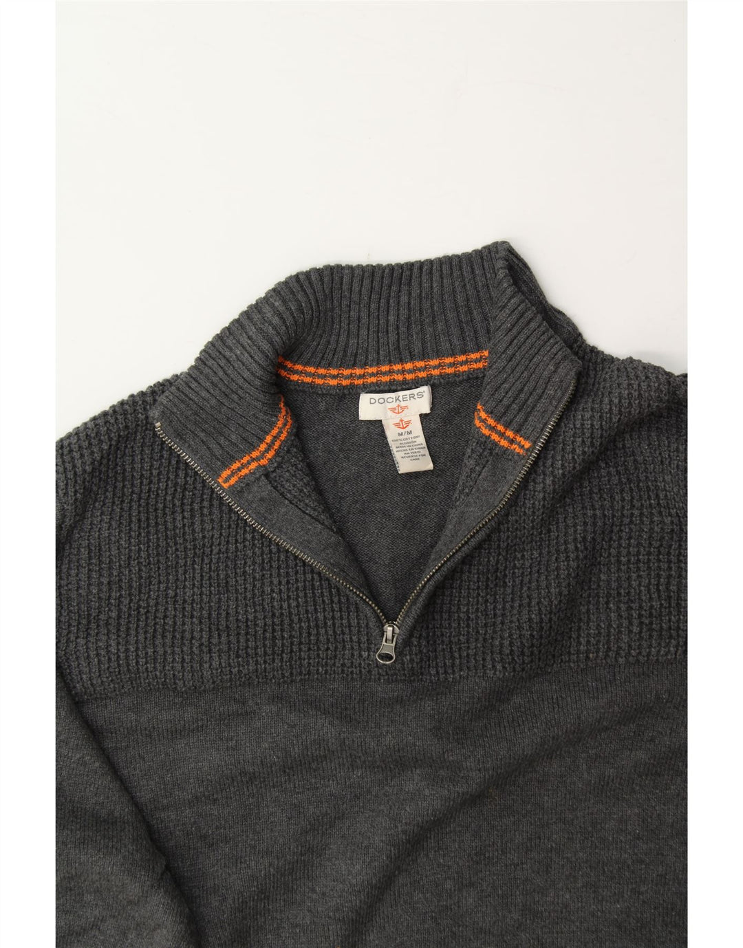 DOCKERS Mens Zip Neck Jumper Sweater Medium Grey Cotton Vintage Dockers and Second-Hand Dockers from Messina Hembry 