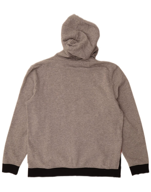 Guess Mens Graphic Regular Fit Hoodie Jumper Large Grey Colourblock Cotton