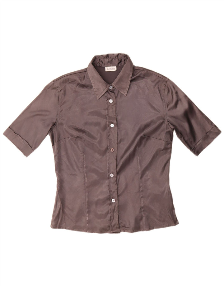 Stefanel Womens Short Sleeve Shirt UK 14 Large Grey