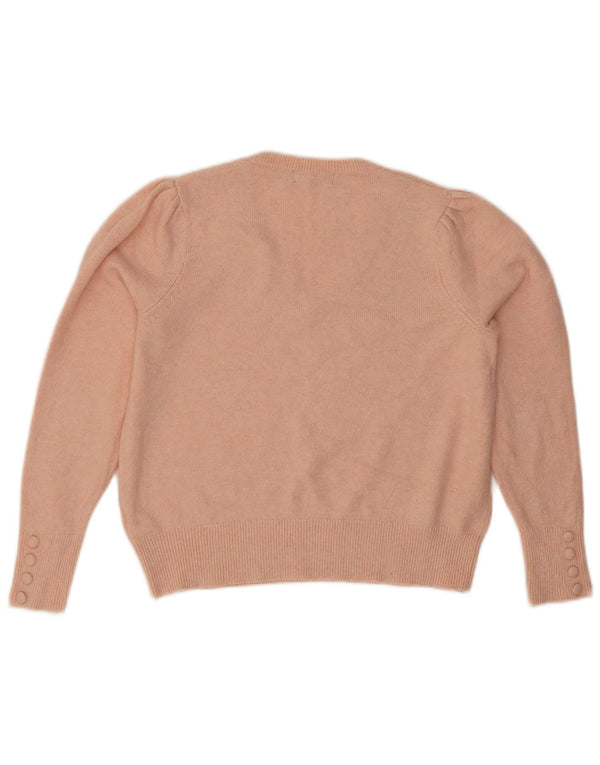 Marks & Spencer Damen Crop V-Ausschnitt Pullover Pullover UK 12 Mittelrosa Baumwolle