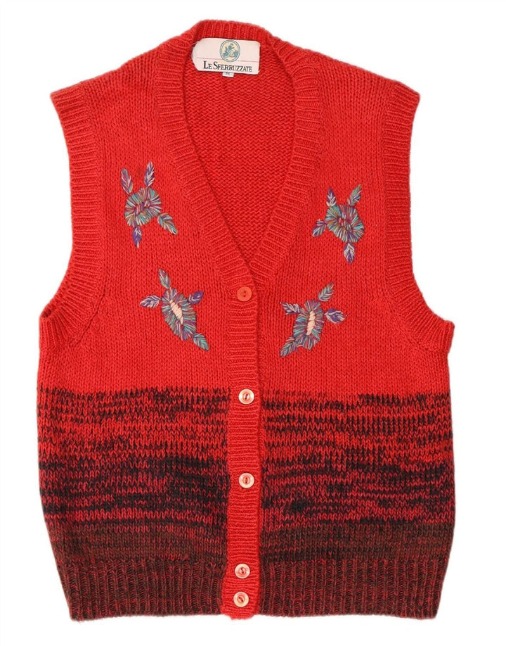 LE SFERRUZZATE Womens Cardigan Sweater UK 14 Medium Red Colourblock