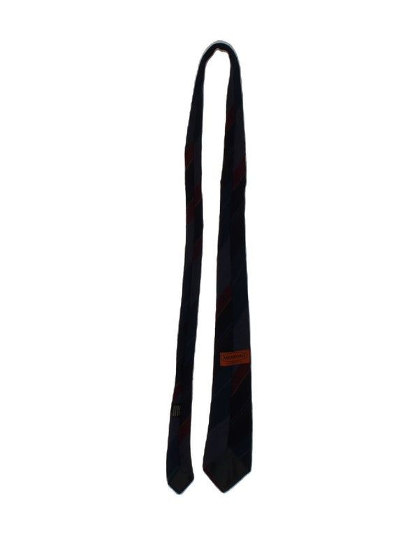 MISSONI Mens Tie One Size Navy Blue Striped Wool