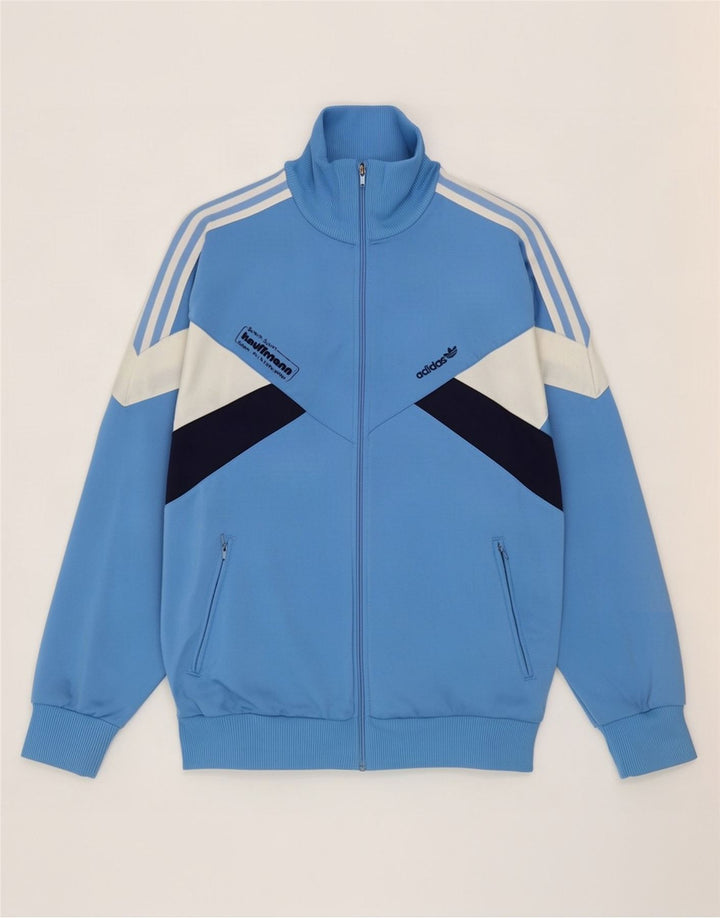Adidas Mens Graphic Tracksuit Top Jacket Medium Blue Colourblock Polyester