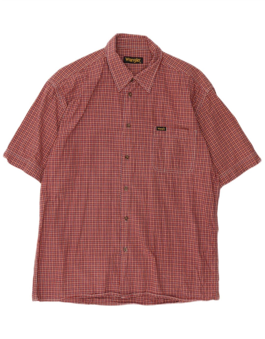 WRANGLER Mens Short Sleeve Shirt XL Red Check Cotton