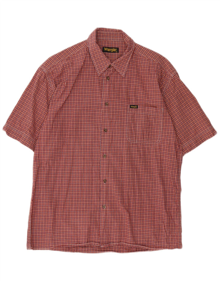 WRANGLER Mens Short Sleeve Shirt XL Red Check Cotton