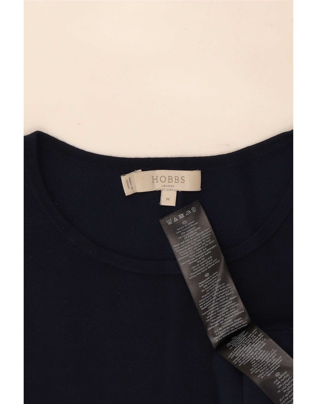 Hobbs Womens Off Shoulder Top 3/4 Sleeve UK 12 Medium Navy Blue Viscose