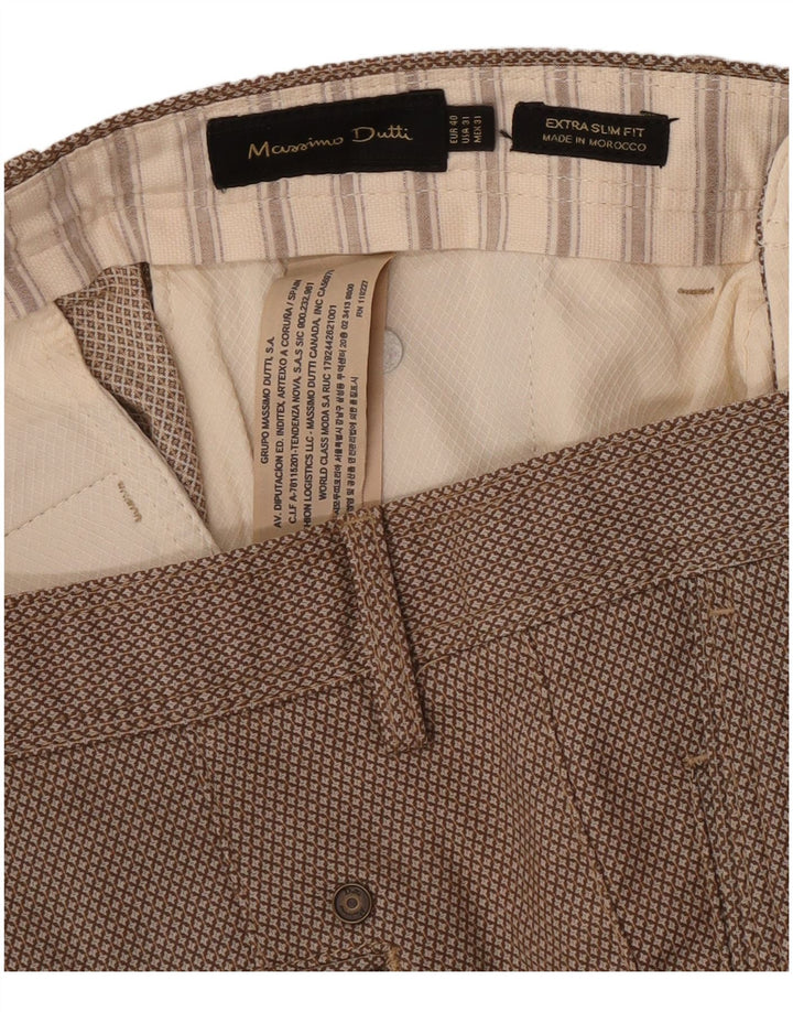 Massimo Dutti Mens Chino Trousers EU 40 Medium W31 L27 Brown Geometric