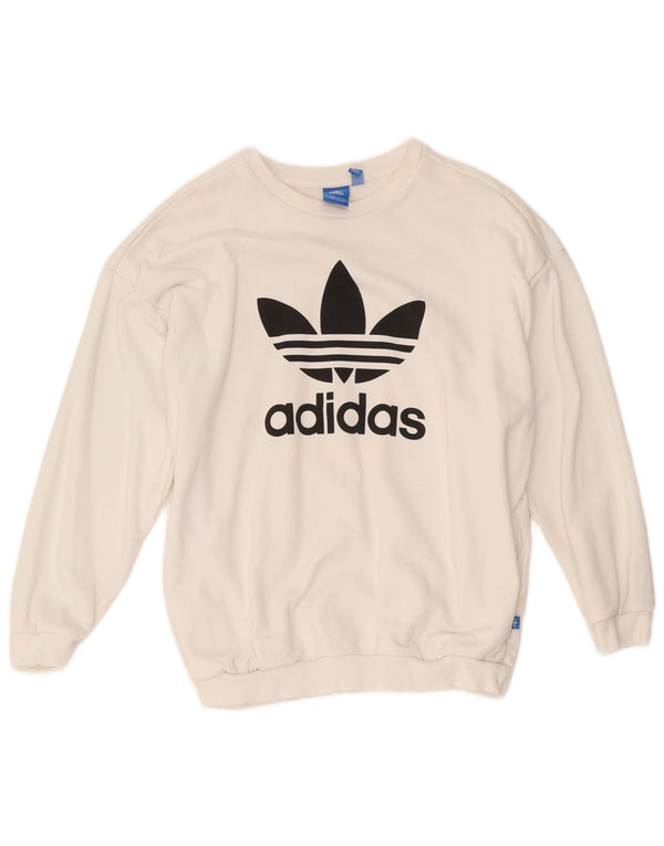 Adidas Womens Graphic Sweatshirt Jumper UK 16 Large White Cotton