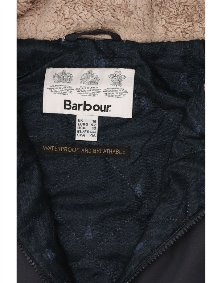 Barbour Womens Hooded Parka Jacket UK 16 Large Navy Blue