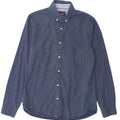 SUPERDRY Mens Regular Fit Shirt Medium Navy Blue Spotted Cotton
